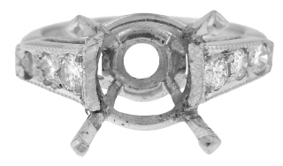 Platinum diamond ring semi-mount