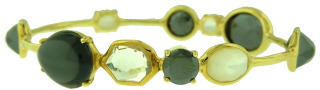 18kt yellow gold Ippolita Gelato bangle bracelet with hematite, MOP, and quartz
