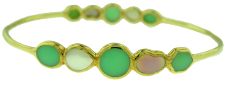 18kt yellow gold Ippolita bangle bracelet with MOP, agate, and abalone