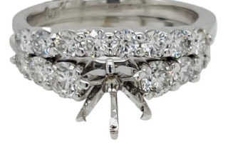 14kt white gold diamond semi-mount ring with matching diamond band