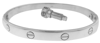 Silver screw type bangle bracelet with screwdriver