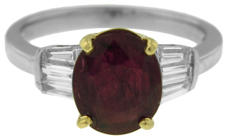 Platinum and 18kt yellow gold ruby and diamond ring