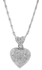 18kt white gold diamond heart pendant with 14kt white gold 16" chain