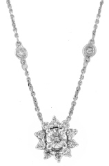 14kt white gold diamond pendant with diamonds by the yard chain.