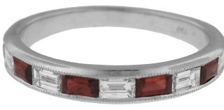 18kt white gold ruby and diamond band