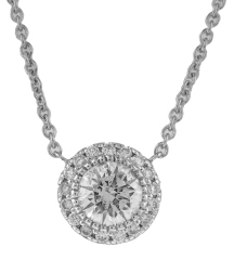 14kt white gold diamond halo pendant