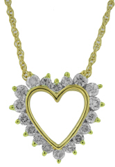 14kt yellow gold diamond heart pendant with chain