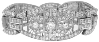 Platinum wide 1920's diamond bracelet.