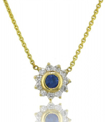 14kt yellow gold sapphire and diamond necklace