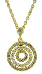14kt yellow gold concentric diamond circles pendant with chain