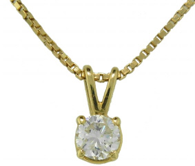14kt yellow gold diamond solitaire pendant