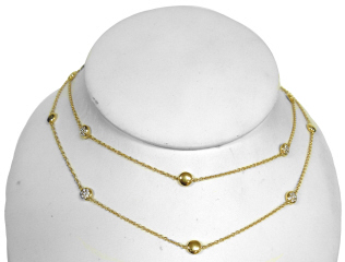 18kt yellow gold 34" chain with diamond beads.