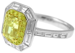 Platinum/18kt yellow gold FY radiant cut diamond ring