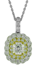 18kt two-tone diamond pendant with chain.