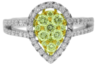 18kt two-tone white and yellow diamond ring.