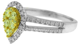 18kt two-tone white and yellow diamond ring.
