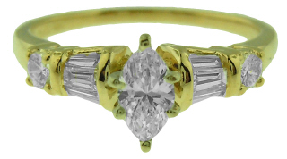 14kt yellow gold engagement ring with marquise diamond .35ct H-I VS