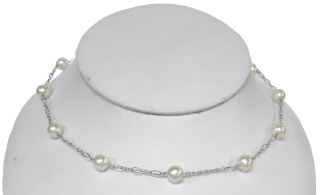 14kt white gold 17" tin cup necklace.
