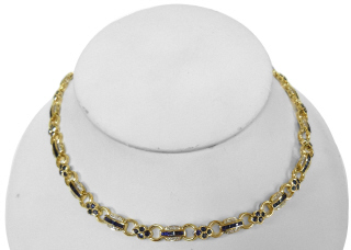 18kt yellow gold sapphire and diamond necklace