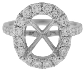 18kt white gold diamond halo semi-mount ring