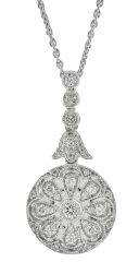 18kt white gold diamond pendant with chain.