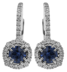 18kt white gold sapphire and diamond hanging earrings on eurowire