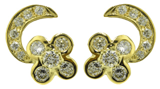 18kt yellow gold flower design diamond earrings