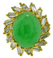 18kt yellow gold jadeite jade and diamond ring