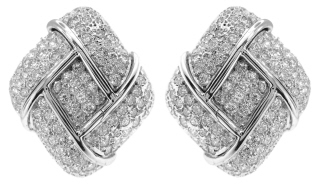 14kt white gold pave set diamond earrings