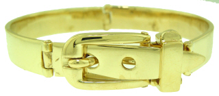 18kt yellow gold buckle bangle bracelet