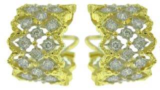 18kt yellow and white gold diamond earrings