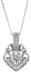 14kt white gold diamond heart pendant with chain.