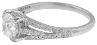 Platinum engagement ring with Old European Cut diamond .95ct H VS1 EGL