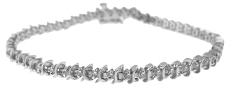 14kt white gold diamond "S" tennis bracelet