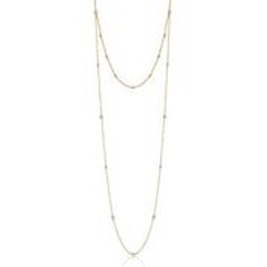 14kt two-tone 32" diamond cut bead necklace.