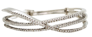 18kt white gold three-row criss cross diamond bangle bracelet
