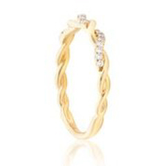 14kt yellow gold twisted style ring with diamonds.