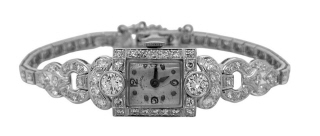 Ladies platinum diamond Hamilton bracelet watch.