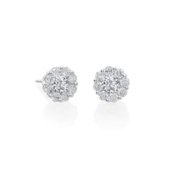 18kt white gold diamond cluster earrings.