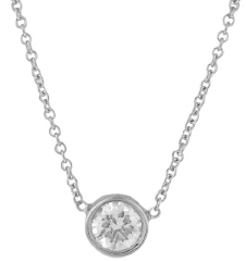 14kt white gold bezel set diamond pendant with chain