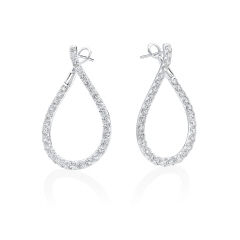18kt white gold hanging diamond earrings.