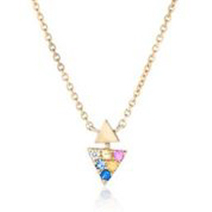 14kt rose gold multi-colr stone triangle necklace