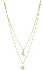 14kt yellow gold moon and star diamond necklace