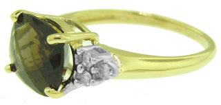 14kt yellow gold smoky quartz and diamond ring