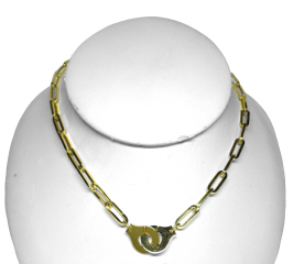 14kt yellow gold hollow paperclip link 22" necklace.