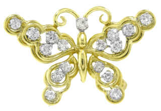 14kt yellow gold diamond butterfly pin/pendant