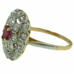 14kt two-tone ruby & round diamond ring