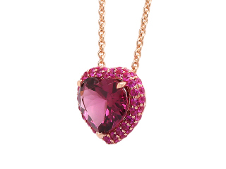 18kt rose gold Rhodalite and Pink Sapphire Pendant