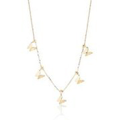 14kt yellow gold dangle butterfly necklace with 5 movable butterflies.