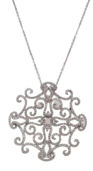 18kt white gold open design diamond pendant